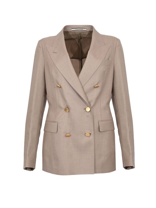 Giacca doppiopetto Parigi in misto lana, seta e lino<BR/>